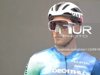 Larry Warbasse of United States and Decathlon AG2R La Mondiale Team prior to the 107th Giro d'Italia 2024, Stage 12, a 193km stage from Mart...