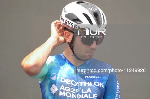 Andrea Vendrame of Italy and Decathlon AG2R La Mondiale Team prior to the 107th Giro d'Italia 2024, Stage 12, a 193km stage from Martinsicur...