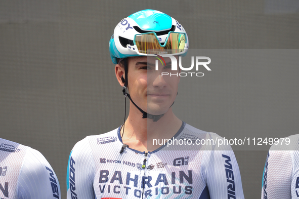 Edoardo Zambanini of Italy and Team Bahrain - Victorious prior to the 107th Giro d'Italia 2024, Stage 12, a 193km stage from Martinsicuro to...