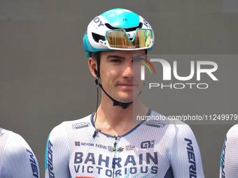 Edoardo Zambanini of Italy and Team Bahrain - Victorious prior to the 107th Giro d'Italia 2024, Stage 12, a 193km stage from Martinsicuro to...