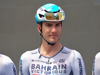 Edoardo Zambanini of Italy and Team Bahrain - Victorious prior to the 107th Giro d'Italia 2024, Stage 12, a 193km stage from Martinsicuro to...