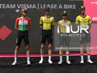 Edoardo Affini of Italy, Tim van Dijke of Netherlands, Jan Tratnik of Slovenia, Attila Valter of Hungary and Team Visma | Lease a Bike prior...