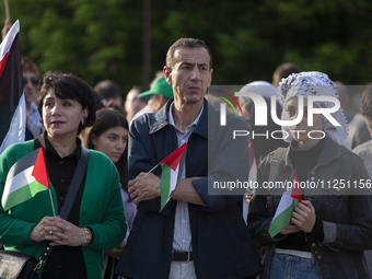 Palestinians are marking 76 years of dispossession of Nakba Day in Sofia, Bulgaria, on May 18, 2024. (