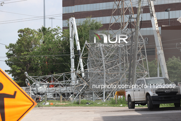 Crews are working tirelessly to fix a series of destroyed transmission towers near US 290 and 34th St. in Houston, Texas. 