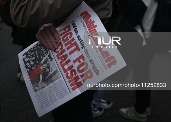 DUBLIN, IRELAND - MAY 18:
Pro-Palestinian activists from the Ireland Palestine Solidarity Campaign, supported by members of left-wing partie...