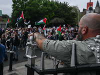 DUBLIN, IRELAND - MAY 18:
Pro-Palestinian activists from the Ireland Palestine Solidarity Campaign, supported by members of left-wing partie...