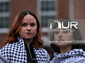 DUBLIN, IRELAND - MAY 18:
Pro-Palestinian activists from the Ireland Palestine Solidarity Campaign, supported by members of left-wing partie...