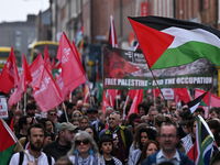 DUBLIN, IRELAND - MAY 18:
Pro-Palestinian activists from the Ireland Palestine Solidarity Campaign, supported by members of left-wing partie...