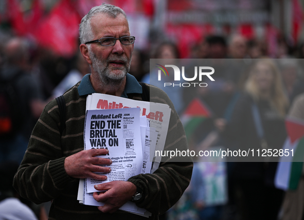 DUBLIN, IRELAND - MAY 18:
Pro-Palestinian activists from the Ireland Palestine Solidarity Campaign, supported by members of left-wing partie...