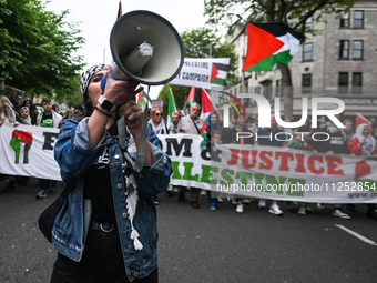 DUBLIN, IRELAND - MAY 18:
Pro-Palestinian activists from the Ireland Palestine Solidarity Campaign, supported by members of left-wing partie...