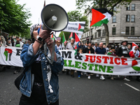 DUBLIN, IRELAND - MAY 18:
Pro-Palestinian activists from the Ireland Palestine Solidarity Campaign, supported by members of left-wing partie...