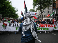 DUBLIN, IRELAND - MAY 18:
Pro-Palestinian activists from the Ireland Palestine Solidarity Campaign, supported by members of left-wing partie...