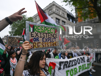 DUBLIN, IRELAND - MAY 18:
Pro-Palestinian activists from the Ireland Palestine Solidarity Campaign, supported by members of left-wing partie...