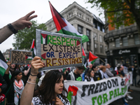 DUBLIN, IRELAND - MAY 18:
Pro-Palestinian activists from the Ireland Palestine Solidarity Campaign, supported by members of left-wing partie...