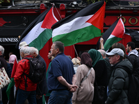 DUBLIN, IRELAND - MAY 18:
Pro-Palestinian activists from the Ireland Palestine Solidarity Campaign, supported by members of left-wing partie...