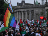 DUBLIN, IRELAND - MAY 18:
Pro-Palestinian activists from the Ireland Palestine Solidarity Campaign, supported by members of left-wing partie...