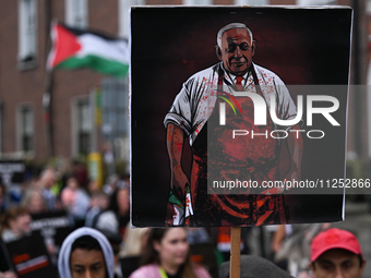 DUBLIN, IRELAND - MAY 18:
Pro-Palestinian activists from the Ireland Palestine Solidarity Campaign, supported by members of left-wing partie...