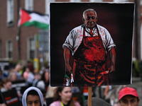 DUBLIN, IRELAND - MAY 18:
Pro-Palestinian activists from the Ireland Palestine Solidarity Campaign, supported by members of left-wing partie...