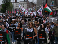 DUBLIN, IRELAND - MAY 18:
Pro-Palestinian activists from the Ireland Palestine Solidarity Campaign, supported by members of left-wing partie...