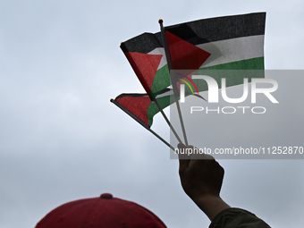 DUBLIN, IRELAND - MAY 18:
Pro-Palestinian activists from the Ireland Palestine Solidarity Campaign, supported by members of left-wing partie...