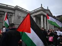 DUBLIN, IRELAND - MAY 18:
Pro-Palestinian activists from the Ireland Palestine Solidarity Campaign, supported by members of left-wing partie...