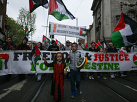 DUBLIN, IRELAND - MAY 18:
Pro-Palestinian activists from the Ireland Palestine Solidarity Campaign, supported by members of left-wing partie...