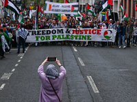 DUBLIN, IRELAND - MAY 18:
Pro-Palestinian activists from the Ireland Palestine Solidarity Campaign, supported by members of left-wing partie...