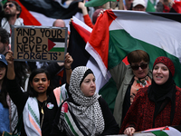 DUBLIN, IRELAND - MAY 18:
Pro-Palestinian activists from the Ireland Palestine Solidarity Campaign, supported by members of left-wing partie...