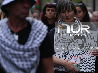 DUBLIN, IRELAND - MAY 18:
Pro-Palestinian activists from the Ireland Palestine Solidarity Campaign, supported by members of left-wing partie...