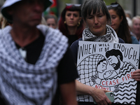 DUBLIN, IRELAND - MAY 18:
Pro-Palestinian activists from the Ireland Palestine Solidarity Campaign, supported by members of left-wing partie...