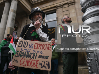 DUBLIN, IRELAND - MAY 18:
Pro-Palestinian activists from the Ireland Palestine Solidarity Campaign, supported by members of left-wing partie...