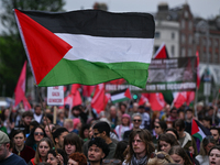 DUBLIN, IRELAND - MAY 18:
Pro-Palestinian activists from the Ireland Palestine Solidarity Campaign, supported by members of left-wing partie...