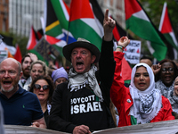 DUBLIN, IRELAND - MAY 18:
Pro-Palestinian activists from the Ireland Palestine Solidarity Campaign, supported by members of left-wing partie...