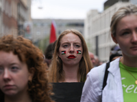 DUBLIN, IRELAND - MAY 18:
Pro-Palestinian activists from the Ireland Palestine Solidarity Campaign, supported by members of left-wing partie...