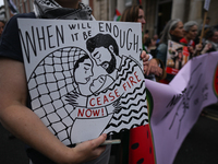 DUBLIN, IRELAND - MAY 18:
Pro-Palestinian activists from the Ireland Palestine Solidarity Campaign, supported by members of left-wing partie...