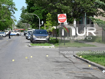 Police officers are at the scene and are recovering shell casings at the crime scene. A 29-year-old male is critically wounded after being s...