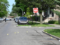 Police officers are at the scene and are recovering shell casings at the crime scene. A 29-year-old male is critically wounded after being s...