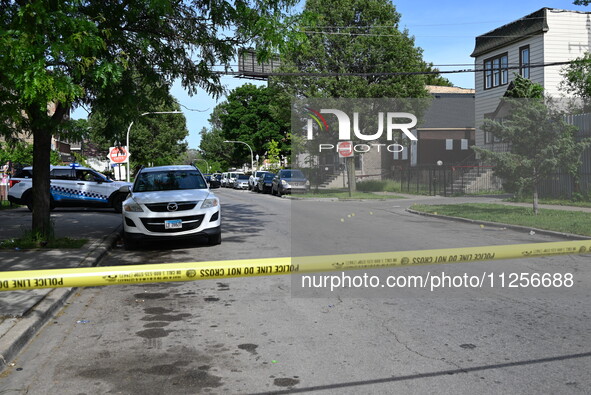 Police officers are at the scene and are recovering shell casings at the crime scene. A 29-year-old male is critically wounded after being s...