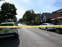 Police officers are at the scene and are recovering shell casings at the crime scene. A 29-year-old male is critically wounded after being s...