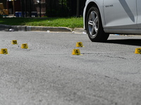 Shell casings are being recovered at the crime scene. A 29-year-old male is being critically wounded after being shot multiple times in a sh...