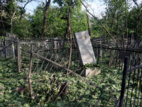 A local cemetery is being damaged by Russian shelling in Kharkiv, Ukraine, on May 19, 2024. NO USE RUSSIA. NO USE BELARUS. (