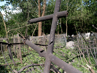 A local cemetery is being damaged by Russian shelling in Kharkiv, Ukraine, on May 19, 2024. NO USE RUSSIA. NO USE BELARUS. (