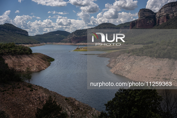 A view of the Sau reservoir at 20%, after a few weeks of rain that are softening the effects of the drought in Catalonia, in Osona, Spain, o...