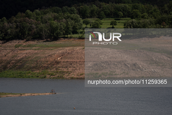 A view of the Sau reservoir at 20%, after a few weeks of rain that are softening the effects of the drought in Catalonia, in Osona, Spain, o...