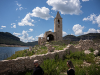 A view of the Sau reservoir at 20%, after a few weeks of rain that are softening the effects of the drought in Catalonia, in Osona, Spain, o...