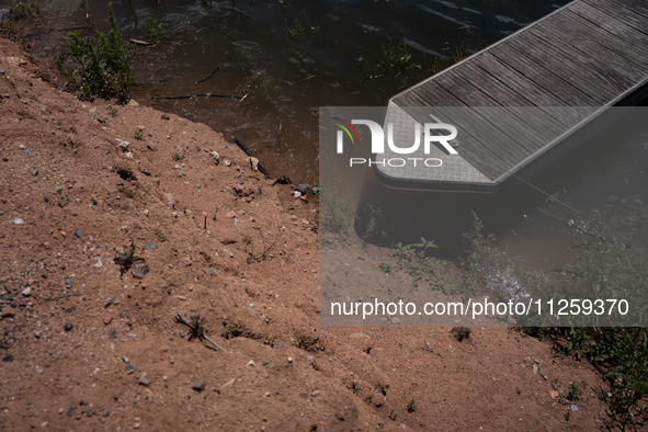 A view of the Sau reservoir at 20%, after a few weeks of rain that are softening the effects of the drought in Catalonia, in Osona, Spain, o...