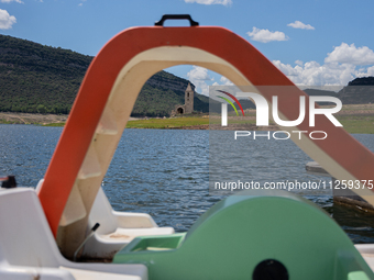 A view of the Sau reservoir at 20%, after a few weeks of rain that are softening the effects of the drought in Catalonia, in Osona, Spain, o...