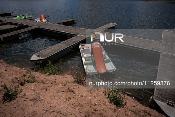 A view of the Sau reservoir at 20%, after a few weeks of rain that are softening the effects of the drought in Catalonia, in Osona, Spain, o...