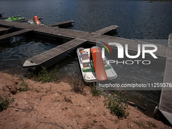 A view of the Sau reservoir at 20%, after a few weeks of rain that are softening the effects of the drought in Catalonia, in Osona, Spain, o...