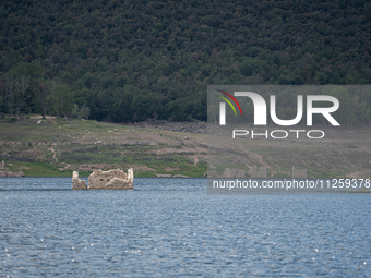 A view of the Sau reservoir at 20%, after a few weeks of rain that are softening the effects of the drought in Catalonia, in Osona, Spain, o...